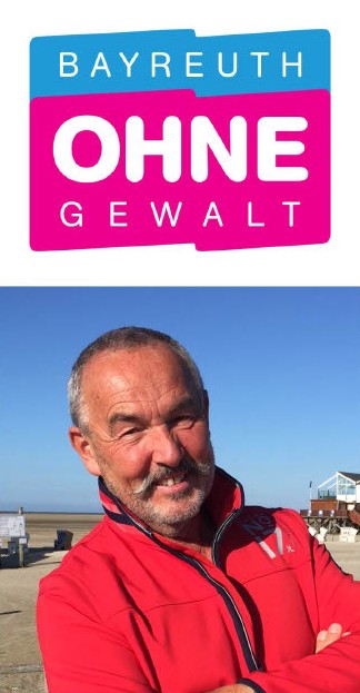 Bayreuth ohne Gewalt eV Logo und Peter Müller